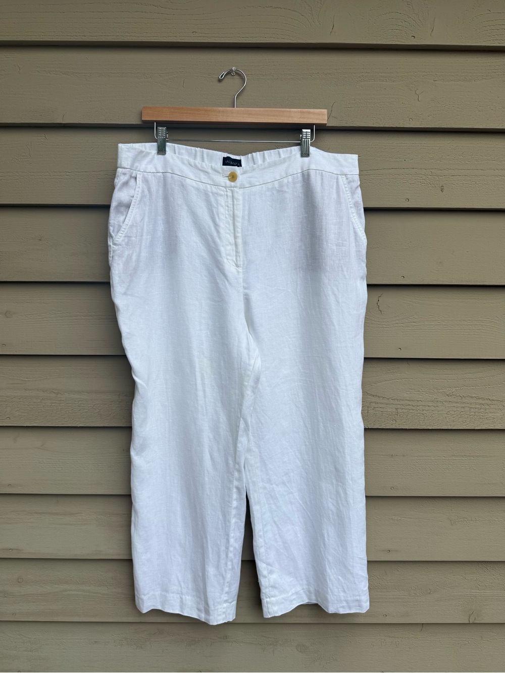 Talbots White Linen Crop Pants size 16
